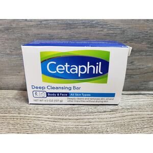 Cetaphil Deep Cleansing Bar Body & Face All Skin Types 4.5 Oz Deep Cleansing Bar